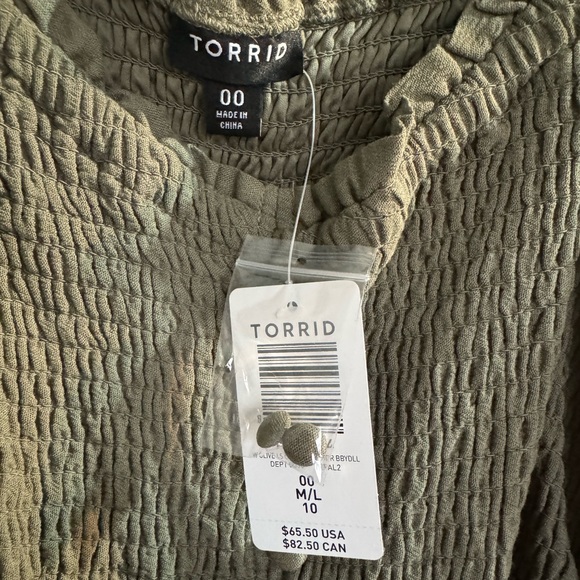 Brand New Torrid Shirt Army Green Size 00 - Picture 4 of 5